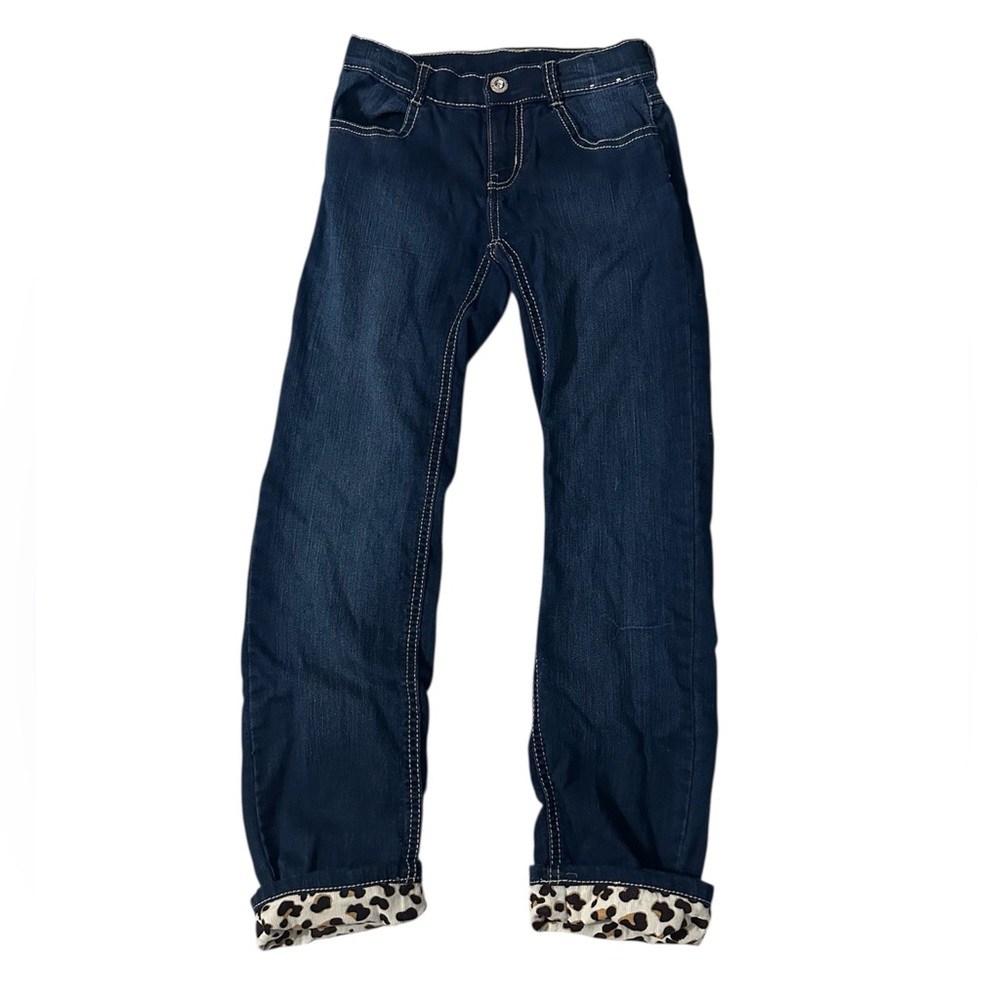 Gymboree Dark Blue Jeans with Leopard Cuffs